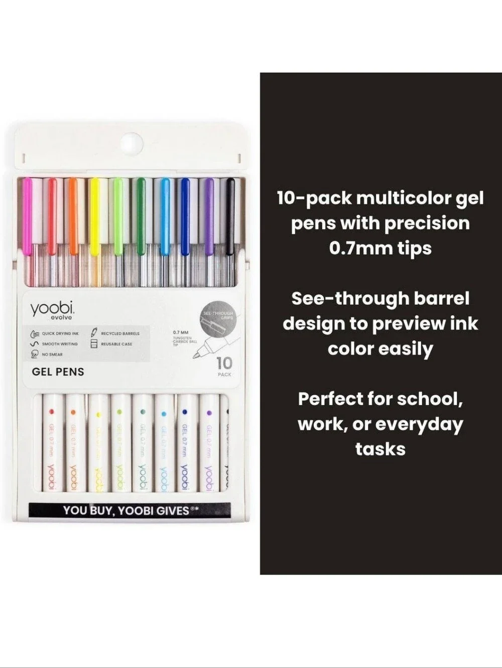 Yoobi 10-Pack Multicolor Gel Pens - Assorted Colors Nwt